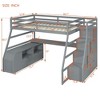 NicBex Twin Size Loft Bunk Bed with Desk, Modern Wooden Bed Frame with 2 Open Shelves, 7 Storage Drawers and Stairs for Bedroom - 2 of 4