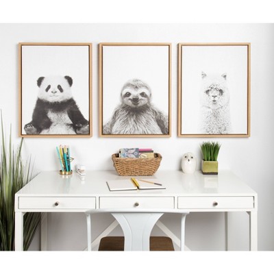 Sylvie Panda Black and White Framed Canvas Art