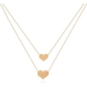 Layered Heart Necklace, Handmade 18K Gold Plated Dainty Choker With Arrow Bar Pendant for Women - 1 of 4