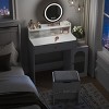 NicBex Vanity Desk with Mirror 47" Dressing Table with Charging Station and Hair Dryer Rack, 5 Drawers, Makeup Desk with Cushioned Stools - 2 of 4
