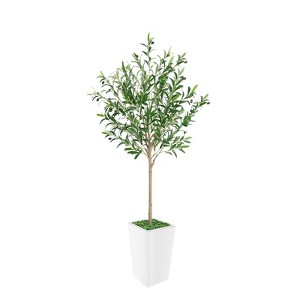 Artificial Tree in Pot with Realistic Leaves & Natural Wood Trunk 5FT/6FT/7FT/8FT - 1 of 4