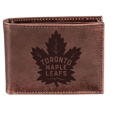 Evergreen NHL Toronto Maple Leafs Brown Leather Bifold Wallet Officially Licensed with Gift Box