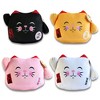 Maneki Neko Printed Cushion Soft Velboa 12 inch / 30cm x 31cm White Closed Eye - 2 of 2