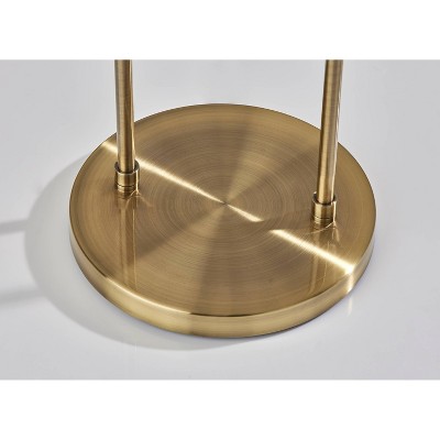Arcadian Antique Brass Arc Floor Lamp with Off-White Shade