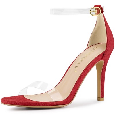 Allegra K Women's Clear Ankle Strap Stiletto Heel Open Toe Sandals