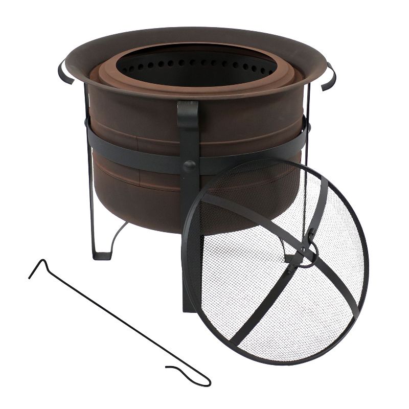 Sunnydaze Steel Cauldron-Style Wood-Burning Smokeless Fire Pit with Spark Screen - 23", 4 of 14