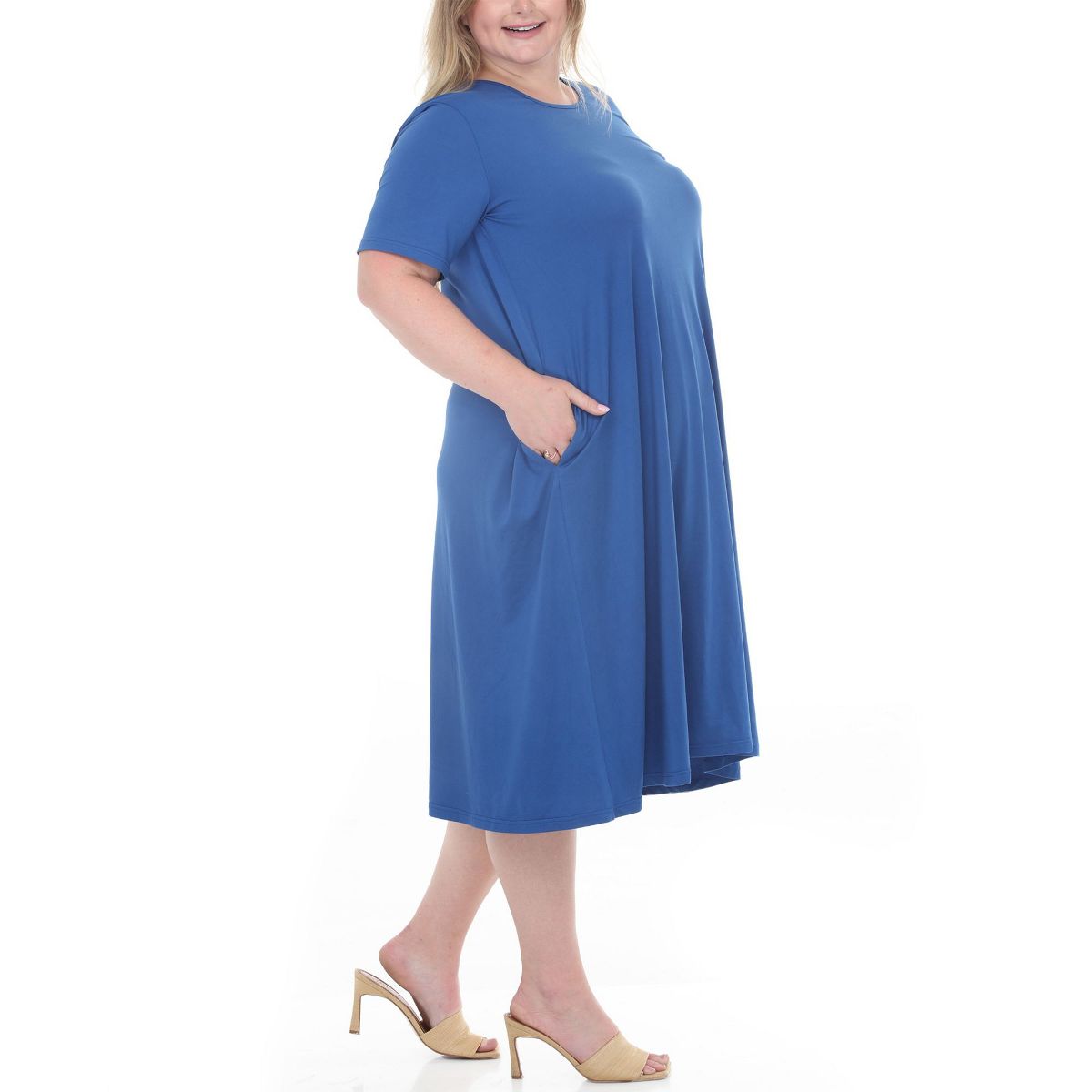 Plus Size Tee Swing Midi Dress -White Mark - thumbnail 7