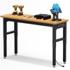 60 Inch Work Bench, 2200 LBS Capacity Solid Wood Top Garage Workbench, Adjust Height Work Table with Power Outlets & Sturdy Steel Frame - 2 of 4