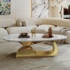 Modern Sintered Stone Tabletop Coffee Table with Stainless Steel Base - Elegant and Durable Living Room Centerpiece - 3 of 4