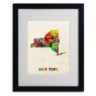 Trademark Fine Art -Michael Tompsett 'New York Map' Matted Framed Art