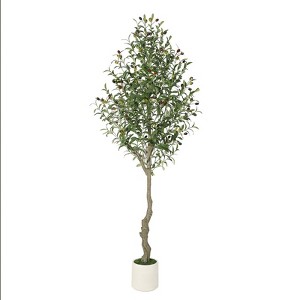 6FT（2PCS) 5FT/6FT/7FT Artificial Olive Tree - Curved Design for Home or Office Decor - 1 of 4