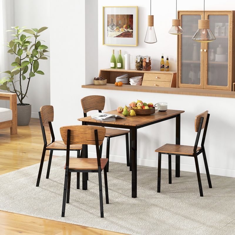 HOMCOM 5 Piece Modern Industrial Dining Table and Chairs Set for Small Space, kitchen, Dining room, 5 of 11