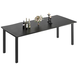 Dining Table, Rectangular Table with Wave Irregular Edge, Thick MDF Top, Sturdy Metal Frame, Waterproof, Scratch-Resistant - 1 of 4