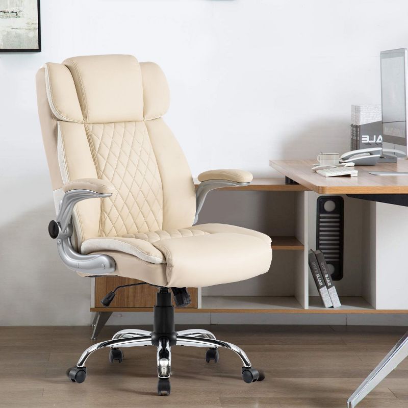 Swivel Office Chair - Ergonomic Executive Computer Desk Chairs with Adjustable Flip-up Armrest, Chair with Lumbar Support Velvet-The Pop Home, 2 of 11