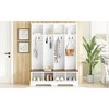 ORRD 59" Farmhouse Hall Tree Bench with 8 Hooks & Storage, 3-in-1 Entryway Organizer for Mudroom, Shoe Rack, Rustic Style，Black - 3 of 4