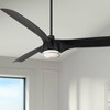 Casa Vieja 60" Artistry Modern Indoor Outdoor Ceiling Fan 3 Blade LED Light Remote Control Matte Black Finish Bedroom Patio Living Room Damp Rated - 2 of 4