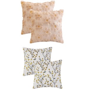 REGALWOVEN 4 Pcs Floral Pattern Soft Comfort Throw Pillow Covers 18" x 18" - 1 of 4