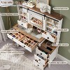 SinCiDo 48" Farmhouse Makeup Vanity Desk w/ Sliding High Definition Mirrors, Charging Station, LED Lights, 7 Drawers & Shelves, Bedroom Vanity Desk - 2 of 4