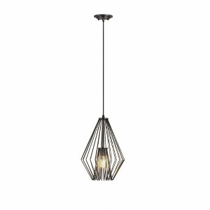 Quintus Plated Bronze Steel Mini-Pendant Light - Modern 1-Bulb Design, Dimmable, 12.25" - 1 of 3