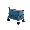 Beach Wagon,Collapsible Wagon 220lbs with Big Wheels Foldable Wagon Carts, Heavy Duty 300L Folding Utility Garden Cart Blue - 2 of 4