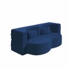Akoasm 78 in. W Modern Convertible Teddy Fabric Foam-Filled Sofa with 2 Pillows For Bedroom & Living Room-Blue - 3 of 4