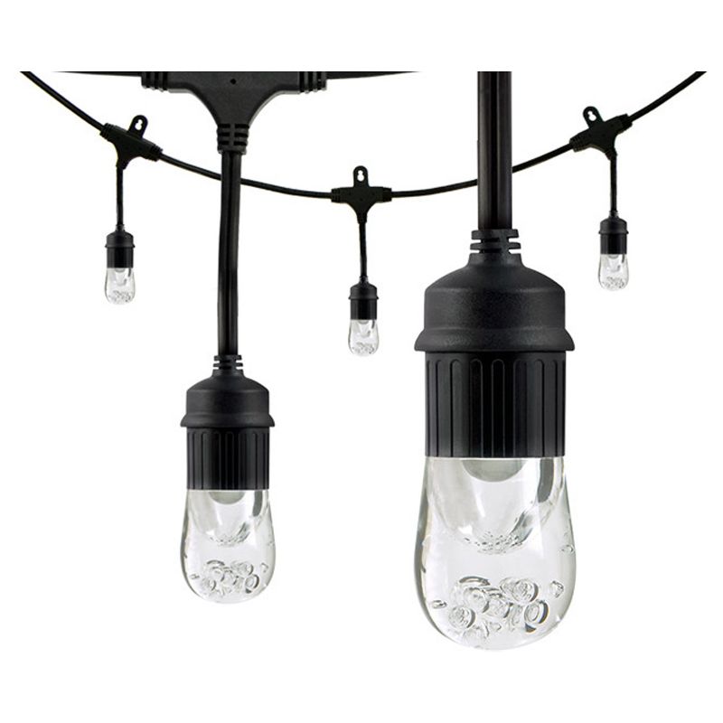 12ct Classic Caf&#233; Outdoor String Lights Integrated LED Bulb - Black Wire - Enbrighten, 1 of 8