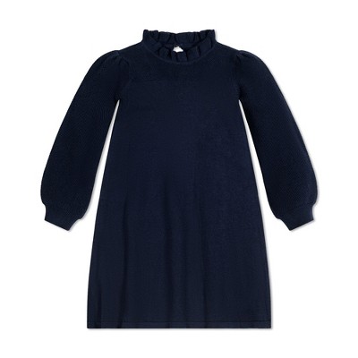 Hope & Henry Girls' Long Sleeve Ruffle Neck Sweater Dress, Infant