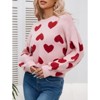 Clearlove Women's Valentine's Day Cute Heart Sweater Crew Neck Long Sleeve Pullover Sweaters - 4 of 4