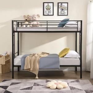 NicBex Twin Over Twin Metal Bunk Bed with and Full-Length Guardrail and 2 Ladders,Large Under Bed Storage - 1 of 4