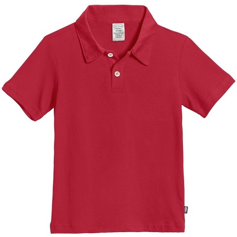 City Threads USA Made Soft Cotton Boys Jersey 2 Button Short Sleeve Polo Shirt Uniform Red 16Y