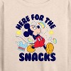 Women's - Disney - Here For The Snacks Lightweight French Terry Wide Neck Long Sleeve Shirt - 2 of 4