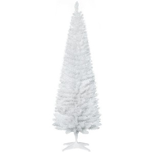 HOMCOM 6 FT Artificial Christmas Pencil Tree Holiday Xmas Tree Home Indoor Decoration, White - 1 of 4