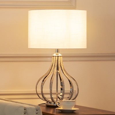 Aukfa 22.8" Modern Metal Table Lamp with Linen Shade – Elegant Home & Office Decor for Bedroom, Living Room