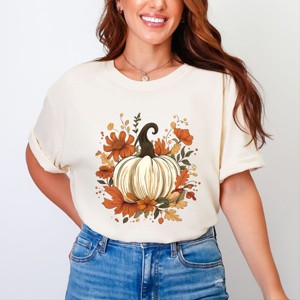 Simply Sage Market Fall Pumpkin Floral Garment Dyed Tee - 1 of 4