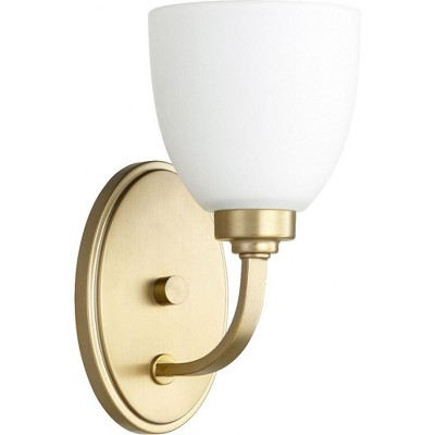 Quorum Lighting Reyes Aged Brass Wall Sconce, 1 Light, Damp Rated