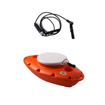 CreekKooler Pup 15 Quart Floating Beverage Water Portable Cooler Portable, Orange w/ 8 Foot Adjustable Position Floating Cooler Tow Behind Rope Strap