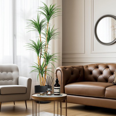 4/5/6ft Faux Agave Tree-Tall Artificial Agave Plant with 4/5/6 Heads, Fake Potted Tropical Yucca Dracaena Tree Indoor for Photo Living Room, Office