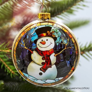 Festive Snowman Stained Glass Christmas Ornament| OrnamentallyYou - 1 of 4