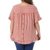 Women's Plus Size Gingham 1950s Vintage Back Button Crew Neck Ruffle Sleeve Hem Casual Plaid Blouses - Agnes Orinda - 4 of 4