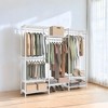 Portable Freestanding Wardrobe Closet, Heavy Duty Clothes Rack Organizer Closet Storage with Hanging Rods and Hooks - 3 of 4
