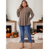 Women's Plus Size Cowl Neck Button Long Sleeve Pockets Casual Soft Tunic Blouse - Agnes Orinda - 3 of 4