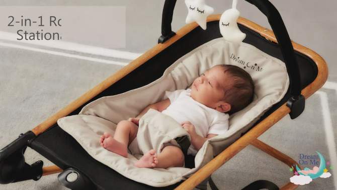 Dream On Me Rock With Me 2-In-1 Rocker And Stationary Seat, Compact Portable Infant Rocker with Removable Toy Bar Rocking Chair, 2 of 18, play video