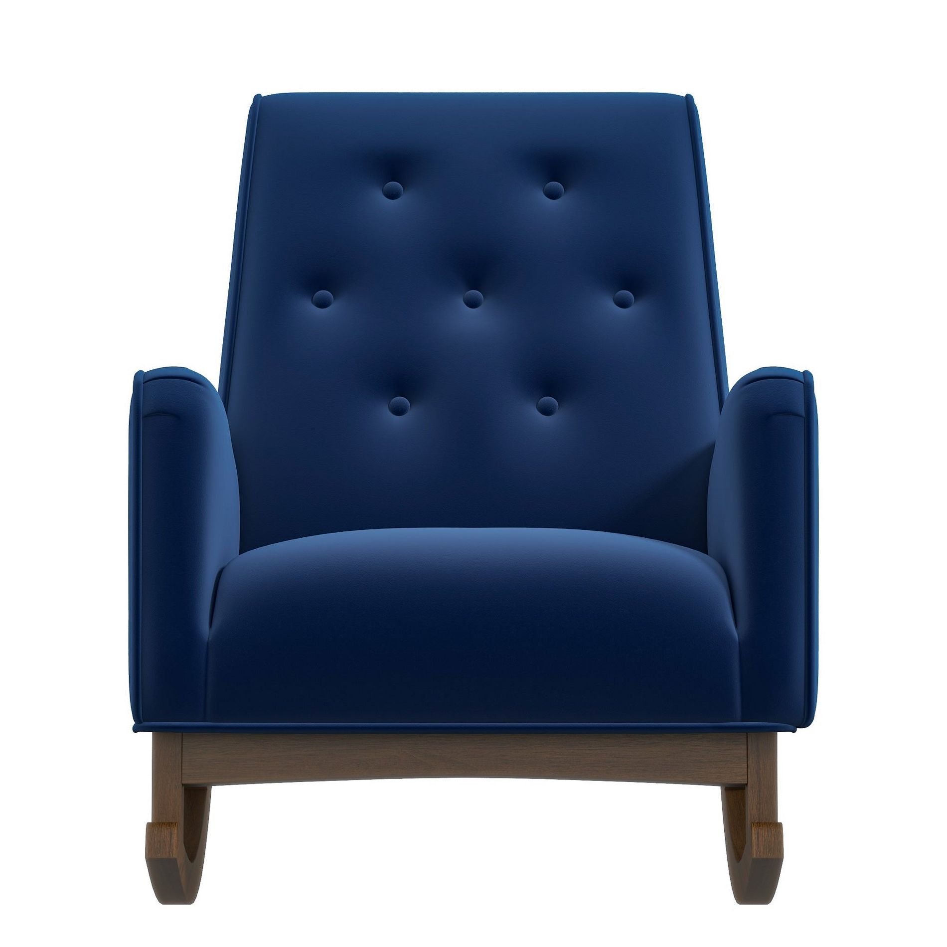 TiramisuBest Elegant Blue Fabric Rocking Chair with Solid Wood Frame, Comfortable Accent Chair for Living Room & Nursery