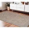Blue And Sand Floral Medallion Area Rug With Fringe - 2 of 4
