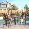 Set of 2 Outdoor Swivel Bar Stools with Armrests, Bar Height Patio Chairs with Steel Frame for Balcony, Poolside - 2 of 4