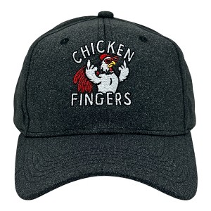 Chicken Fingers Hat Funny Sarcastic Middle Finger Graphic Novelty Cap - Crazy Dog Black Standard - 1 of 4