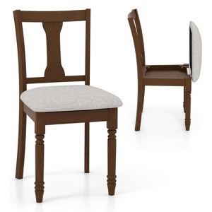 ADILE Wood Dining Chairs Set of 2, Farmhouse Dining Room Chair with Cushion Seat, Walnut - 1 of 3