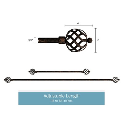 Antique Brass Curtain Rod with Twisted Sphere Finials