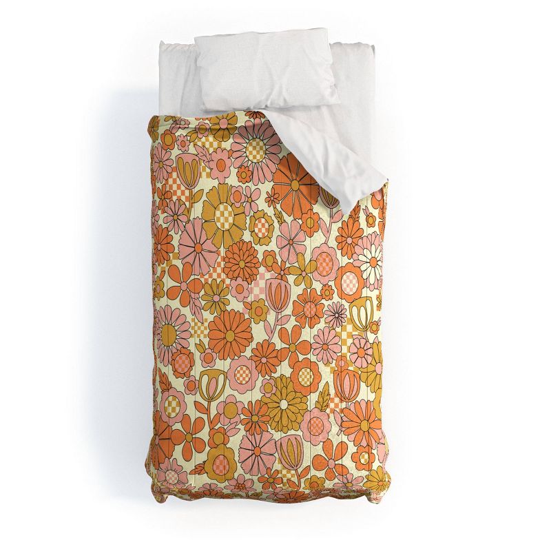 Jenean Morrison Checkered Past in Coral Comforter Set Orange/Pink - Deny Designs, 1 of 6