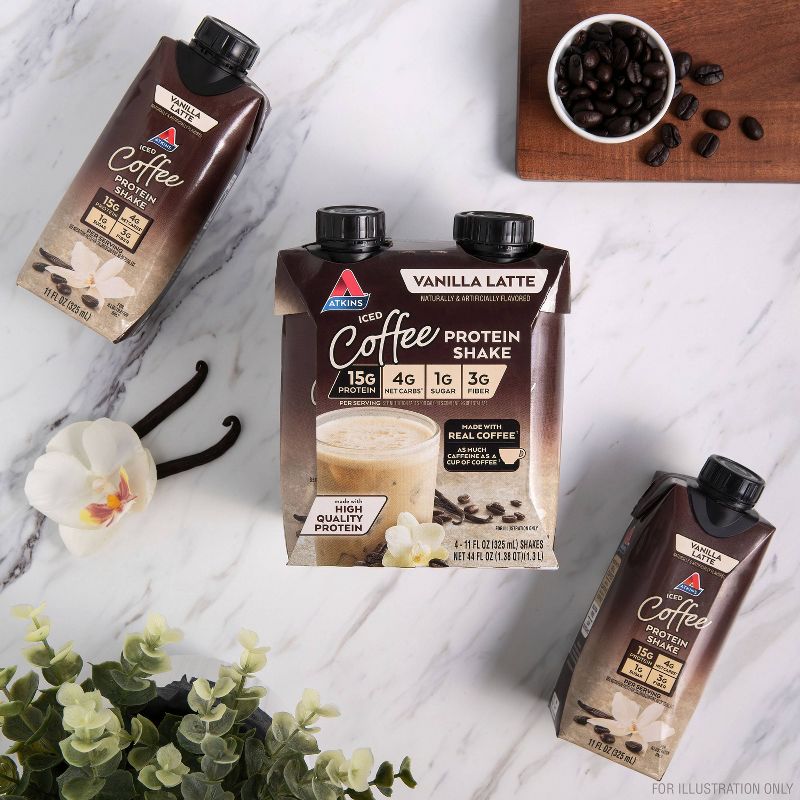 Atkins Iced Coffee Vanilla Latte Protein Shake - 4pk/44 fl oz, 4 of 14